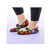 Nufoot Womens Ballet Flats Dance Shoes, Foldable Flexible Slipper Socks with Slip-Resistant Sole, Abstract Squares, Small, 1937