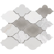 Daltile Raine Stratus White Blend Honed Marble Arabesque Mosaic Wall Tile, Natural Stone, 11 x 13 in, 7.38 sq ft per Carton, DA40BLDARABSQ1P