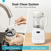 Livatro Nut Milk Maker, 12-in-1 Automatic Soy Milk Machine with Detachable Glass Jar, 53oz Capacity, Touch Control, White, LVNM15001