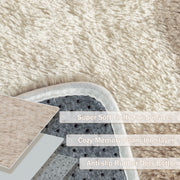 Berthmeer 8'x10' Washable Shag Area Rug, Beige Checkered Pattern, Soft Plush Carpet for Living Room Bedroom Dining Room
