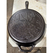 Blacklock Wildlife Series Cast Iron Elk Skillet, 12 Inch, Pre-Seasoned, Black, L10SKWLEK