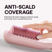 Wavytalk B390 Pro Steam Hair Straightener Brush, Hydro-Infusion Technology, Anti-Scald Design, Pink, 12 in, 4 Temperature Settings