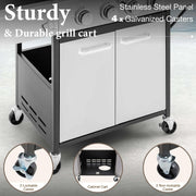 Summit Living 4 Burner Propane Gas Grill with Side Burner Stainless Steel 42,000 BTU(Silver)