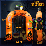 Qunler 7119U 9-ft Tall Halloween Inflatable Pumpkin Archway with LED Lights, Yellow