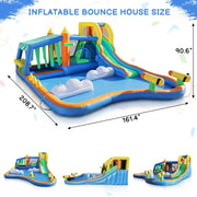 Ktaxon 11-in-1 Inflatable Bounce House with Water Slide, Kiosk Theme Water Park for Kids Backyard