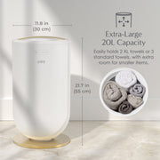 Pure Enrichment PureBliss Luxury Towel Warmer, Extra Large 20L Capacity, White and Brushed Gold, Modern Bucket Design, 4 Heat Timer Settings, Auto Shut-Off, PETWLWM-WG