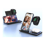 Cshidworld B-12 3 in 1 Wireless Charger, Fast Pad Stand Charging Station Dock With QC3.0 Adapter Black