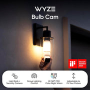 Wyze Bulb Cam Outdoor Surveillance Camera, 2K HD, Color Night Vision, Dimmable 800 Lumen LED, Motion Detection, Siren Alarm, E26 Socket, WYZEC-BCWMT