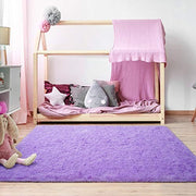 Softlife Light Purple Area Rug, Fluffy Shag Plush Non-Slip Carpet for Bedroom, Living Room, Kids, Dorm, 4x5.3 Feet