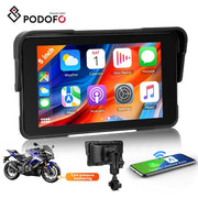 Podofo Wireless CarPlay Motorcycle Car Stereo, 5-Inch Waterproof Touchscreen, Dual Bluetooth, Android Auto Compatible