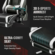 Gtracing Wmt-099sj-2-White PU Leather Office/Gaming Chair With Footrest & Adjustable Headrest, White