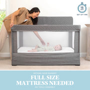 Baby Delight Lunaire Full Size Mesh Baby Crib and Playard with GOTS Certified Organic Cotton Fabric, Breathable Mesh Walls, Tool-Free Assembly, Organic Sage