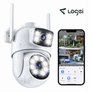 Losei A30 Indoor/Outdoor 4K Smart Security Camera, 2.4G&5G WiFi with Night Vision, Dual-Screen Display, White