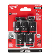 Milwaukee 49-66-7036 SHOCKWAVE 3/8 in. Drive Metric Standard 6 Point Impact Socket Set (6-Piece)