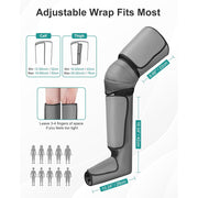 Nekteck Leg Massager for Circulation and Pain Relief, Air Compression Foot Calf Thigh Massager, 6 Modes, 3 Air Pressure Intensities, 2 Heat Levels, 3 Vibration Functions, Gray, FE-7208