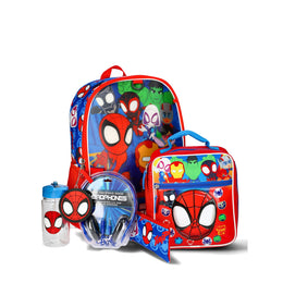 Marvel MSCF613-W Spidey & Friends 6-Piece Backpack Set With Headphone - Blue