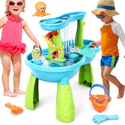 Yexmas Sand Water Table Toys for Toddlers,2-Tier Rain Pond Activity Sensory Play Table Beach Summer