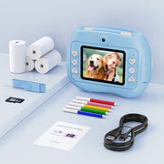 Topvision Kids Print Camera, 12MP Dual Front and Rear Cameras, Built-in Thermal Printer with 32GB Storage, 2.4-Inch IPS Screen, Blue or Pink