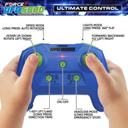 Force1 UFO 6000 Mini RC Stunt Aerial Drone with Camera, Multicolor LED Lights, Durable Propeller Guards, Dual Rechargeable Batteries, Blue
