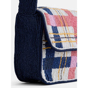Free Assembly Women's Beaded Plaid Shoulder Bag, Multicolor, Magnetic Snap Closure, 9.75 in Strap Drop