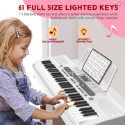 SUGIFT 61 Key Electric Keyboard Piano with Lighted Keys, 200 Tones, 200 Rhythms, 70 Demo Songs, LCD Display, Teaching Modes, Black