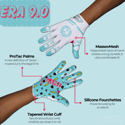 Massov ERA 9.0 Football Receiver Gloves, ProTac Silicone Palm, Breathable MassovMesh Back, Pop-Art Design, XL, AFG-ERA001MXL