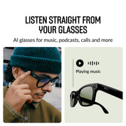 Ray-Ban Meta Wayfarer Large Smart Glasses with 12 MP Camera, Clear to Green Transitions Lenses, Matte Black