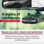 Cobra RAD 490i Radar Detector with Long-Range Front and Rear Laser Detection, Bluetooth Connectivity, Apple CarPlay Support, Black