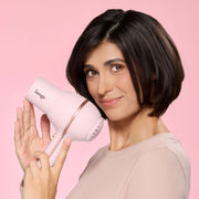 L'ange Hair HotStuff Compact Ionic Hair Dryer, 1875W, Blush, Cool Shot Button, Nozzle and Wide-Tooth Comb Attachments