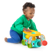 Bright Starts Pop & Roll Safari Bus Ball Play Toy, Elephant-Shaped, Multicolor, Infant 6 Months+