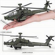 Anmyjuly Apache Aircraft Alloy Die-Cast Armed Helicopter Collectible, Green, 11 in Length, F64-1