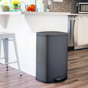 QualiaZero Kitchen Trash Can, 13.2 Gallon Rectangular Stainless Steel, Matte Gray, Soft-Close Lid, Step Pedal, Fingerprint-Resistant, QZ10014
