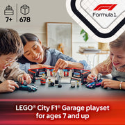 LEGO City F1 Garage with Mercedes-AMG and Alpine Cars Building Set, 678 Pieces, Ages 7+