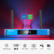 TLHDEL SuperBox S6-Max Streaming Device, 4GB DDR RAM, 64GB eMMC Storage, Android 12, Wi-Fi 6, 1000Mbps Ethernet, Bluetooth Voice Remote, Alloy Case