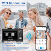 Saneen Digital Camera 64MP 4K UHD Vlogging Camera with 3-Inch 180 Flip Screen, 18X Digital Zoom, WiFi Enabled, Black W08C-Black