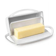 Better Dish Butter Dish with Flip-Top Lid and Toaster Tongs Bundle, White, BPA-Free Plastic