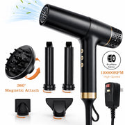 SKIMI Ionic Hair Dryer, 1600W High-Speed Brushless Motor, Advanced Ionic Technology, Gold, Compact with Diffuser and Concentrator
