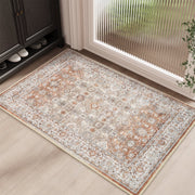 SIXHOME Vintage Medallion Area Rug, Washable, Non-Slip Rubber Backing, Polyester, Taupe, 8 x 10 ft