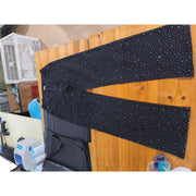 CassandraHayley Womens High-Waisted Rhinestone Washed Denim Pants, Full Rhinestone Detailing, Straight-Leg, Slim Stretch