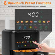 Vaparinckl 5QT Air Fryer, 8-in-1 Electric Hot Oven with Digital Touch Control, Visible Window with Interior Light, Nonstick Dishwasher Safe Basket, Black