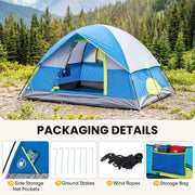 Gianna 2 Person Waterproof Camping Tent with Rainfly, Mesh Windows and Skylights, Lightweight Portable Dome Tent, Blue, OC-ZPV13YD-2NBU