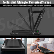 Costway SP37146BK SuperFit 2.25HP 2 in 1 Folding Treadmill W/ Speaker Remote Control APP, Black