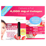Applied Nutrition Liquid Collagen Supplement, 4000 mg Hydrolyzed Type I & III with Biotin & Silica, Strawberry Kiwi Flavor, 30 Liquid Tubes