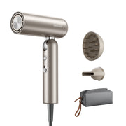 Dreame Pocket Hair Dryer, 1300W Ionic Technology, Portable Folding Design, Dual Voltage, Fast Drying with Diffuser, Titanium Gold, AHD51