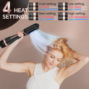 Nicebay Hair Dryer Brush, Oval Hot Air Styling Tool with Negative Ion Technology, Multi-Temperature Settings, Detachable Design, Black