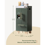 Robud Wooden Pretend Play Toy Fridge Play Kitchen Set for Kids, Green - 31.8