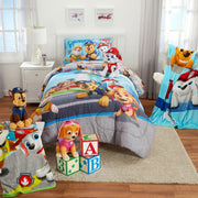 Franco Manufacturing Co. Paw Patrol Kids Twin Bedding Set, 4-Piece Reversible Comforter, Polyester Microfiber, Blue Gray, 7A0507