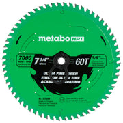 Metabo HPT 7-1/4-In Circular Saw Blade, 60-Tooth Tungsten Carbide, PTFE Coating, Laser-Cut Expansion Slots, Thin Kerf, 115760M