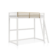 Furniture of America EC-BTS1239-W Twin Kids Loft Bed w/ Guardrails, White & Gold, Fits Standard Twin Mattress