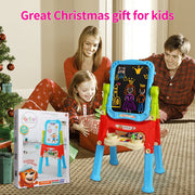 Beefunni Easel, Drawing Board Magnetic Art Easel, Adjustable Standing Art Easel Gifts (Blue)